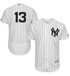 Men's Majestic New York Yankees #13 Alex Rodriguez White Home Flex Base Authentic Collection MLB Jersey