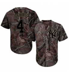 Youth Majestic New York Yankees #4 Lou Gehrig Authentic Camo Realtree Collection Flex Base MLB Jersey
