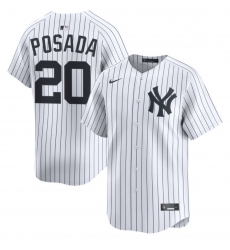 Men's New York Yankees #20 Jorge Posada White Cool Base Stitched Baseball Jersey