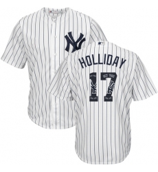 Men's Majestic New York Yankees #17 Matt Holliday Authentic White Team Logo Fashion MLB Jersey