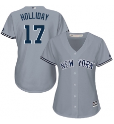 Women's Majestic New York Yankees #17 Matt Holliday Replica Grey Road MLB Jersey