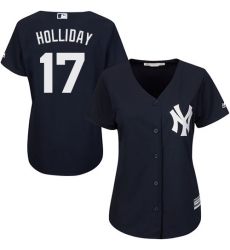 Women's Majestic New York Yankees #17 Matt Holliday Replica Navy Blue Alternate MLB Jersey