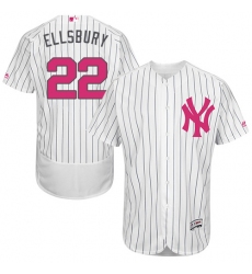 Men's Majestic New York Yankees #22 Jacoby Ellsbury Authentic White 2016 Mother's Day Fashion Flex Base MLB Jersey