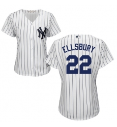 Women's Majestic New York Yankees #22 Jacoby Ellsbury Authentic White Home MLB Jersey