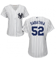 Women's Majestic New York Yankees #52 C.C. Sabathia Authentic White Home MLB Jersey