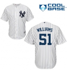 Youth Majestic New York Yankees #51 Bernie Williams Replica White Home MLB Jersey