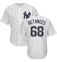 Men's Majestic New York Yankees #68 Dellin Betances Authentic White Team Logo Fashion MLB Jersey