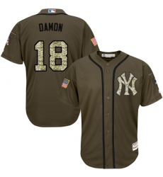 Men's Majestic New York Yankees #18 Johnny Damon Replica Green Salute to Service MLB Jersey