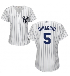 Women's Majestic New York Yankees #5 Joe DiMaggio Authentic White Home MLB Jersey