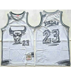 Men's Chicago Bulls #23 Michael Jordan White Sketch Swingman Jersey