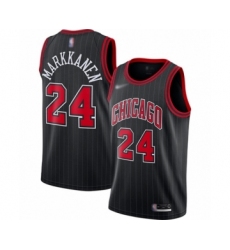 Youth Chicago Bulls #24 Lauri Markkanen Swingman Black Finished Basketball Jersey - Statement Edition