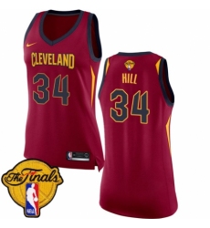Women's Nike Cleveland Cavaliers #34 Tyrone Hill Authentic Maroon 2018 NBA Finals Bound NBA Jersey - Icon Edition