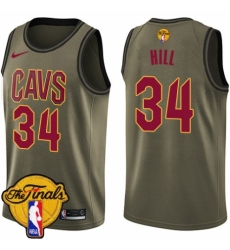 Youth Nike Cleveland Cavaliers #34 Tyrone Hill Swingman Green Salute to Service 2018 NBA Finals Bound NBA Jersey