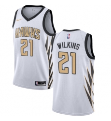 Men's Nike Atlanta Hawks #21 Dominique Wilkins Swingman White NBA Jersey - City Edition