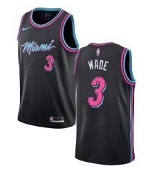 Men's Nike Miami Heat #3 Dwyane Wade Swingman Black NBA Jersey - City Edition