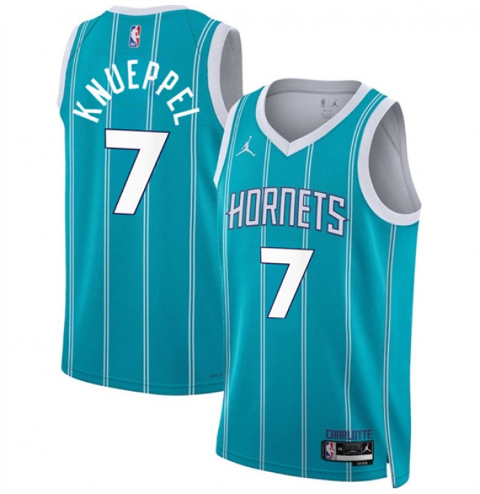 Men's Charlotte Hornets #7 Kon Knueppel Teal 2025 Draft Icon Edition Stitched Basketball Jersey