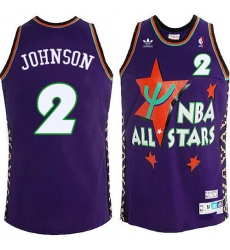 Men's Adidas Charlotte Hornets #2 Larry Johnson Swingman Purple 1995 All Star Throwback NBA Jersey