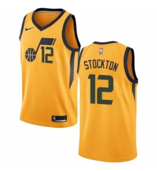 Women's Nike Utah Jazz #12 John Stockton Authentic Gold NBA Jersey Statement Edition