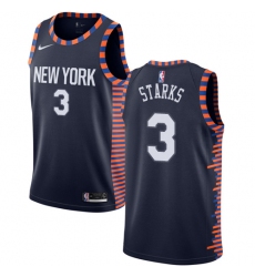 Men's Nike New York Knicks #3 John Starks Swingman Navy Blue NBA Jersey - 2018 19 City Edition