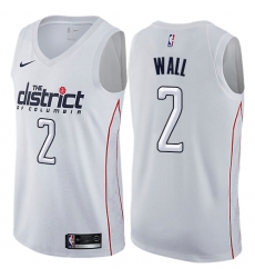 Men's Nike Washington Wizards #2 John Wall Authentic White NBA Jersey - City Edition