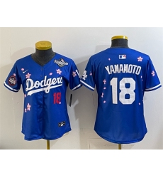 Women's Los Angeles Dodgers #18 Yoshinobu Yamamoto Royal 2025 World Series Tokyo Series Limited Stitched Baseball Jersey(Run Small)