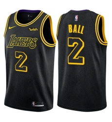Youth Nike Los Angeles Lakers #2 Lonzo Ball Swingman Black NBA Jersey - City Edition