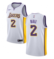 Youth Nike Los Angeles Lakers #2 Lonzo Ball Swingman White NBA Jersey - Association Edition
