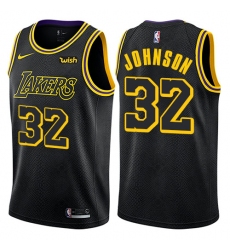 Youth Nike Los Angeles Lakers #32 Magic Johnson Swingman Black NBA Jersey - City Edition