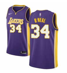 Women's Nike Los Angeles Lakers #34 Shaquille O'Neal Authentic Purple NBA Jersey - Icon Edition