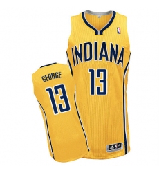 Men's Adidas Indiana Pacers #13 Paul George Authentic Gold Alternate NBA Jersey