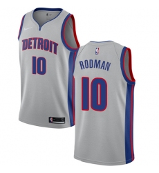 Women's Nike Detroit Pistons #10 Dennis Rodman Swingman Silver NBA Jersey Statement Edition