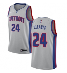 Youth Nike Detroit Pistons #24 Mateen Cleaves Swingman Silver NBA Jersey Statement Edition