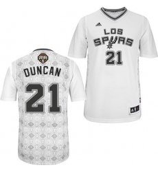 Men's Adidas San Antonio Spurs #21 Tim Duncan Authentic White New Latin Nights NBA Jersey