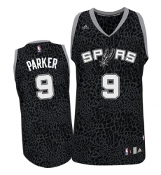 Men's Adidas San Antonio Spurs #9 Tony Parker Authentic Black Crazy Light NBA Jersey