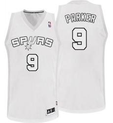 Men's Adidas San Antonio Spurs #9 Tony Parker Authentic White Winter On-Court NBA Jersey