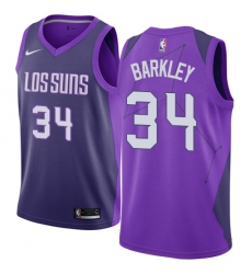 Men's Nike Phoenix Suns #34 Charles Barkley Authentic Purple NBA Jersey - City Edition
