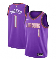 Men's Nike Phoenix Suns #1 Devin Booker Swingman Purple NBA Jersey - 2018 19 City Edition
