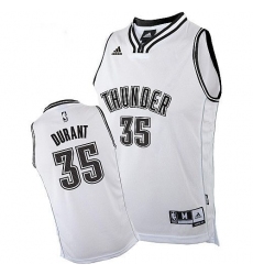 Men's Adidas Oklahoma City Thunder #35 Kevin Durant Swingman White on White NBA Jersey