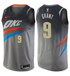 Men's Nike Oklahoma City Thunder #9 Jerami Grant Swingman Gray NBA Jersey - City Edition