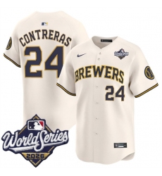 Men's Milwaukee Brewers #24 William Contreras Cream 2026 World Series Limited Stitched Baseball Jersey