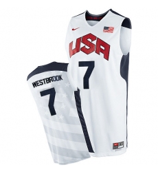 Men's Nike Team USA #7 Russell Westbrook Authentic White 2012 Olympics Basketball Jersey