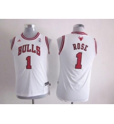 Bulls #1 Derrick Rose White Stitched Youth NBA Jersey