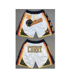 Men's Golden State Warriors #30 Stephen Curry White Shorts(Run Small)