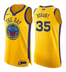 Women's Nike Golden State Warriors #35 Kevin Durant Swingman Gold 2018 NBA Finals Bound NBA Jersey - City Edition