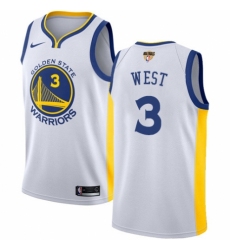 Women's Nike Golden State Warriors #3 David West Authentic White Home 2018 NBA Finals Bound NBA Jersey - Association Edition