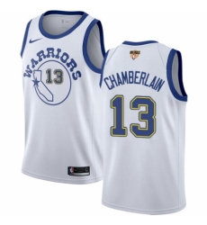 Men's Nike Golden State Warriors #13 Wilt Chamberlain Authentic White Hardwood Classics 2018 NBA Finals Bound NBA Jersey