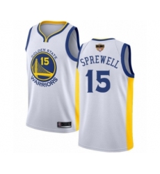 Youth Golden State Warriors #15 Latrell Sprewell Swingman White 2019 Basketball Finals Bound Basketball Jersey - Association Edition
