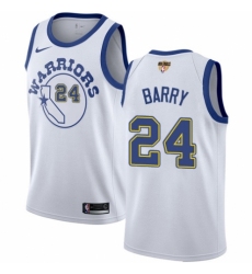 Youth Nike Golden State Warriors #24 Rick Barry Authentic White Hardwood Classics 2018 NBA Finals Bound NBA Jersey