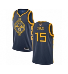 Men's Golden State Warriors #15 Damian Jones Swingman Navy Blue Basketball 2019 Basketball Finals Bound Jersey - City Edition
