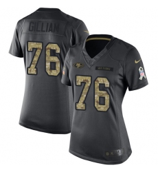 Women's Nike San Francisco 49ers #76 Garry Gilliam Limited Black 2016 Salute to Service NFL Jersey